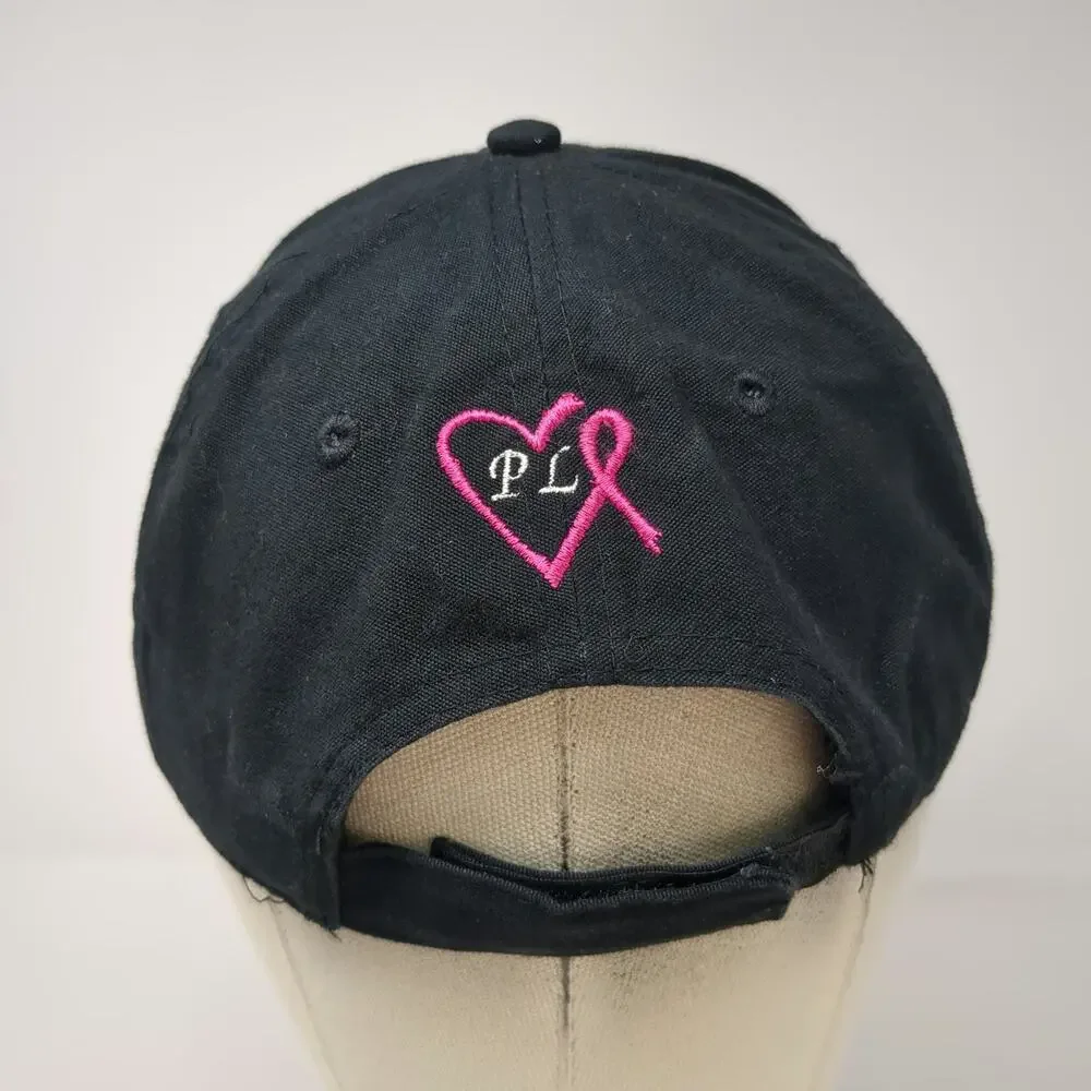 Port & Company Baseball Cap Black OSFM Heart Ribbon Blank Front Strapback Hat